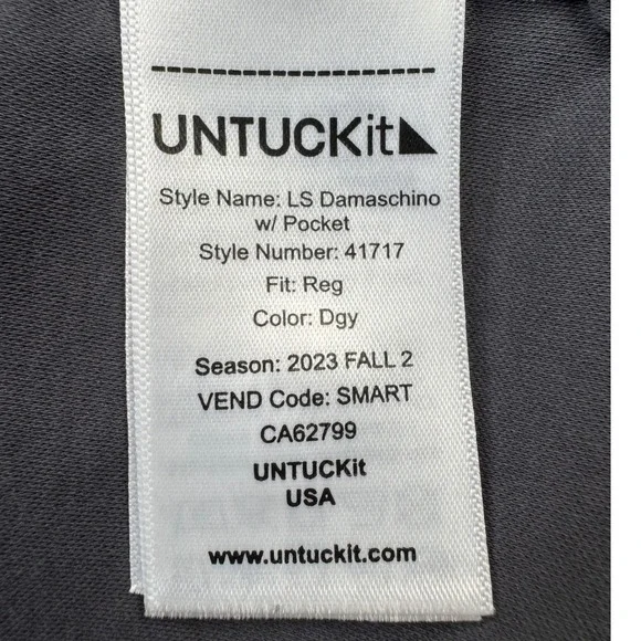 UNTUCKit Men's Damaschino Long Sleeve Polo Shirt with Pocket Gray Medium - Picture 6 of 9